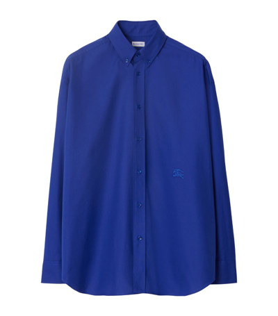 Burberry Oversized Embroidered-ekd Shirt In Blue