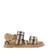 BURBERRY KIDS WOVEN CHECK SANDALS
