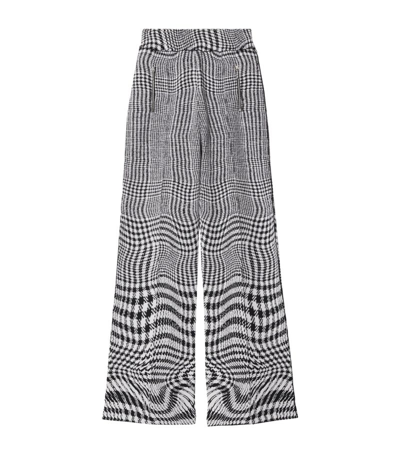 Burberry Prince Of Wales Wool Tailored Trousers In Black