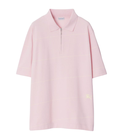 Burberry Equestrian Knight Striped Polo Shirt In Pink