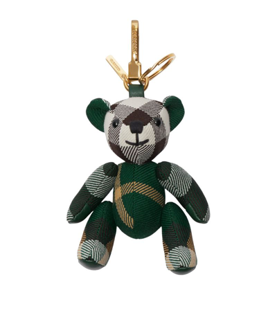 Burberry Check Thomas Bear Keychain In Green