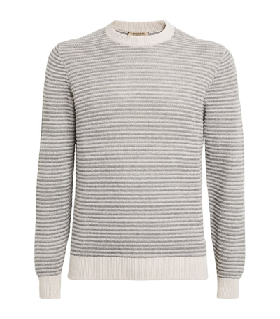 Fioroni Cashmere Multi-stitch Striped Sweater In Grey