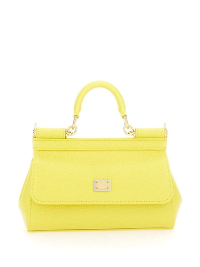 Dolce & Gabbana Sicily Foldover Small Tote Bag In Yellow