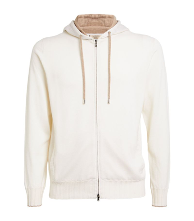 Fioroni Cashmere Cashmere Zip-up Hoodie In White