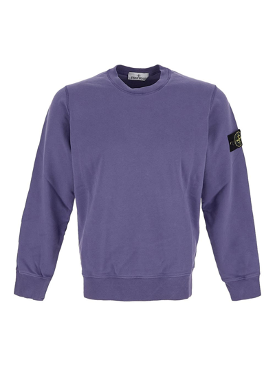Stone Island Cotton Sweatshirt In Lilac