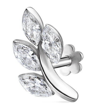 Maria Tash Diamond Vine Threaded Stud Earring (direction A, 10.5mm) In White