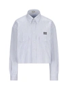 Miu Miu Checked Shirt In Sky+blue