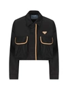 Prada Giacca Con Logo Crop In Black