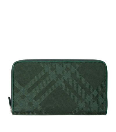 Burberry Check Jacquard Zip-around Wallet In Green