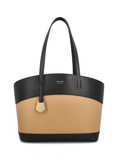 Ferragamo Salvatore  Handbags In Black-beige