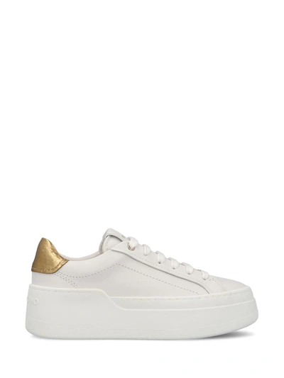 Ferragamo Leather Panelled Platform Sneakers With Rubber Sole In White