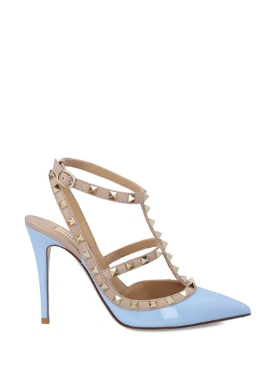 Valentino Garavani Heeled Shoes In Poplin Blue/poudre