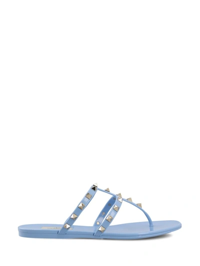 Valentino Garavani Sandals In Popeline Blue