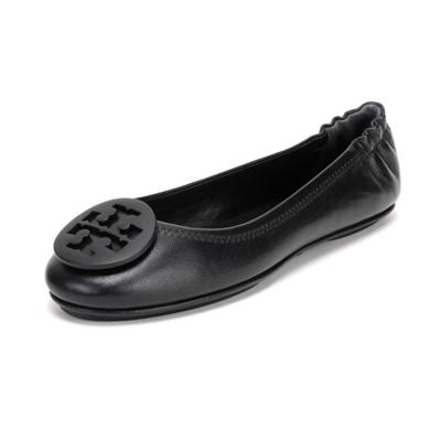Tory Burch Minnie Leather Ballet Flats In Black
