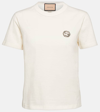 Gucci Cotton T-shirt With Gg Interlocking In Weiss