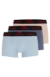 Hugo Three-pack Of Logo-waistband Trunks In Stretch Cotton In Multi