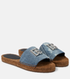 Dolce & Gabbana Patchwork Denim Dg Logo Flat Slides In Blue
