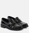 Jimmy Choo Leather Loafers With Glossy Finish And Metallic Accent In Black