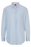Hugo Boss Oversized-fit Blouse In Cotton Canvas With Point Collar In Neutral