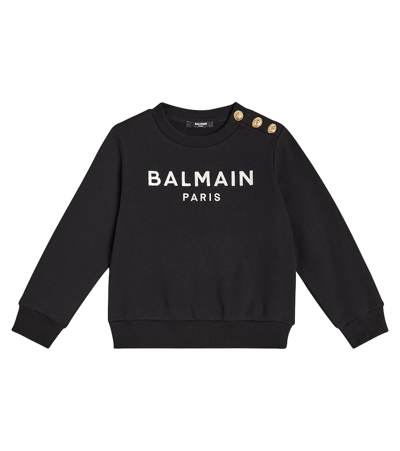 Balmain Kids' Sweatshirt Aus Baumwoll-jersey In Black