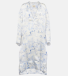 Khaite Brom Printed High-low Midi Dress In Weiss