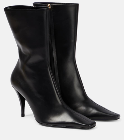 The Row Shrimpton Leather Ankle Boots In Black