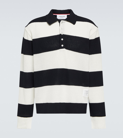 Thom Browne Cotton Polo Sweater In Blue
