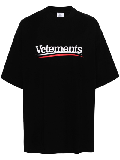 Vetements Logo Cotton T-shirt In Black