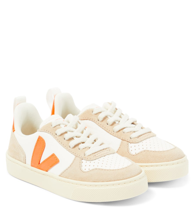 Veja Kids' V-10 Leather Sneakers In Multicoloured