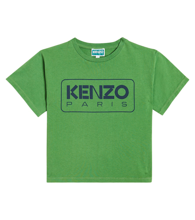 Kenzo Kids' Logo Cotton Jersey T-shirt In Green