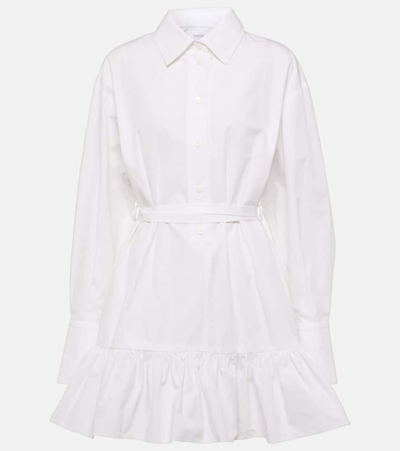 Patou Ruffled Cotton Shirt Dress In White