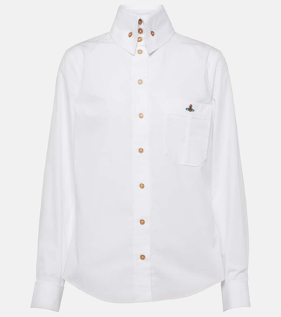 Vivienne Westwood Orb Logo Embroidered Drunken Shirt In White