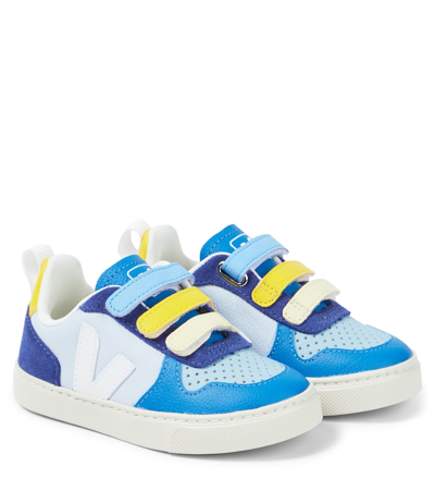 Veja Kids' V-10 Leather Sneakers In Multicoloured