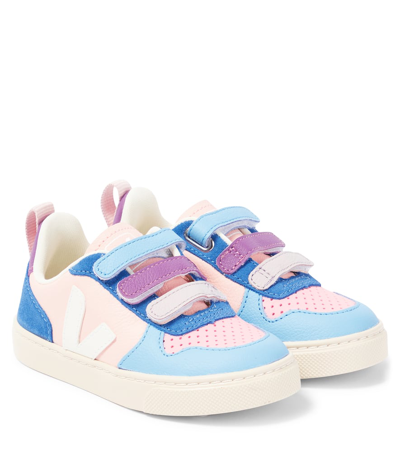 Veja Kids' V-10 Leather Trainers In Multicoloured