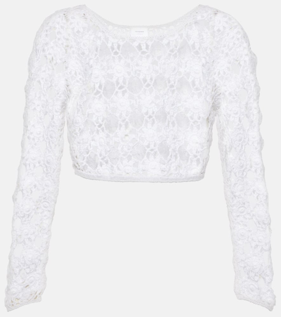 Anna Kosturova Bella Crochet Cotton Crop Top In White