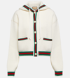 GUCCI WEB STRIPE RIBBED-KNIT WOOL CARDIGAN