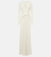 ELIE SAAB GATHERED CUTOUT JERSEY GOWN