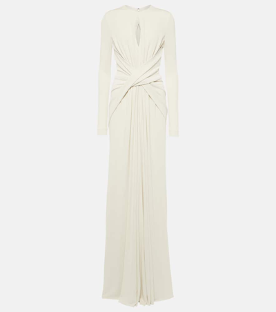 Elie Saab Gathered Cutout Jersey Gown In White