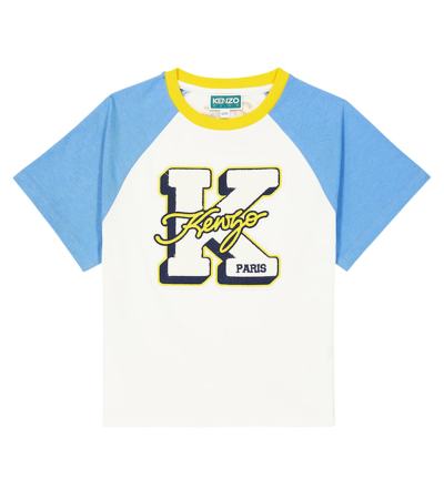 Kenzo Kids' Logo Embroidered Cotton T-shirt In Multicoloured