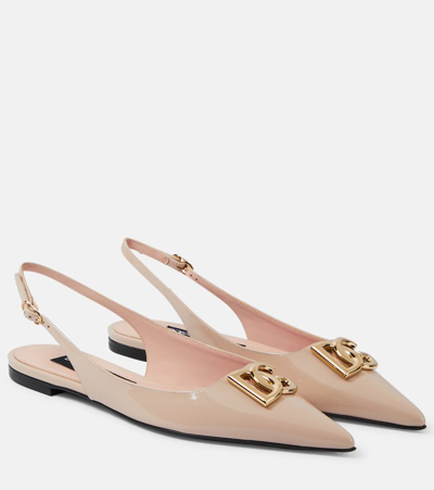 Dolce & Gabbana Dg Patent Leather Slingback Flats In Pink