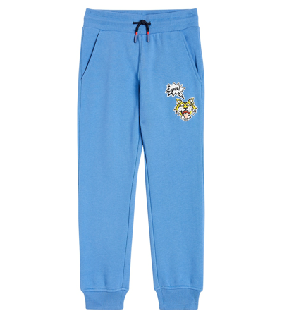 Kenzo Kids' Embroidered Cotton Jersey Sweatpants In Blue