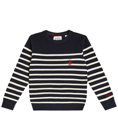 Scotch & Soda Kids' Striped Cotton Sweater In Multicoloured