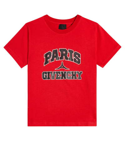 Givenchy Kids' Logo印花棉质针织t恤 In 991-bright Red