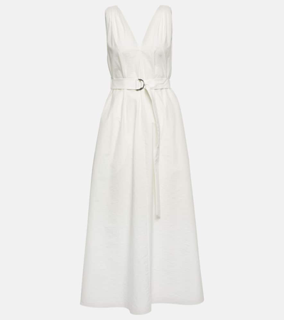 Brunello Cucinelli Pleated Midi Dress In White