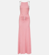 RABANNE EMBELLISHED RUCHED VELVET GOWN