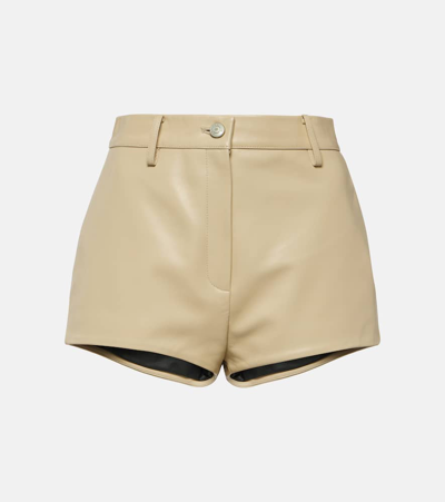 Magda Butrym Leather High Rise Shorts In Beige