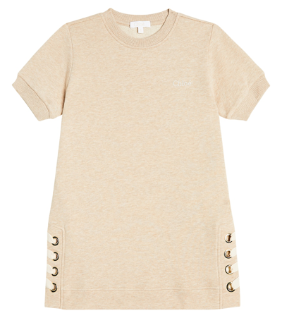 Chloé Kids' Cotton Dress In Beige