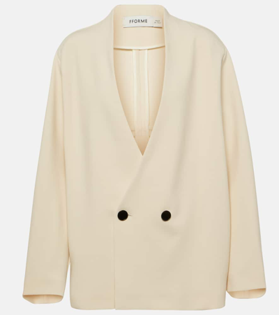 Fforme Double-breasted Wool-blend Blazer In Beige