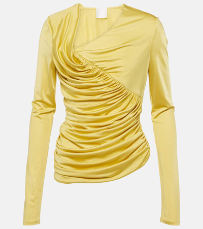 Givenchy 4g Paneled Lace And Jersey Top In Yellow