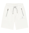 Brunello Cucinelli Logo Cotton Jersey Bermuda Shorts In White